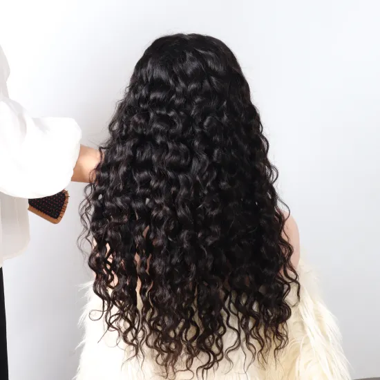 Heavy Density Peruvian human hair Lace Front Wigs For Black Women Water Wave Natural Hairline With Baby Hair Virgin Hair Wigs