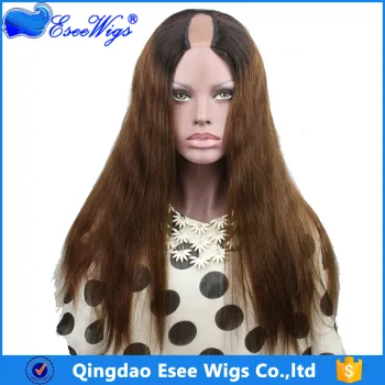 Wholesale Top Quality 100% Unprocessed Brazilian Human 1bt4 Ombre Hair U Part Wig 8-24Inch