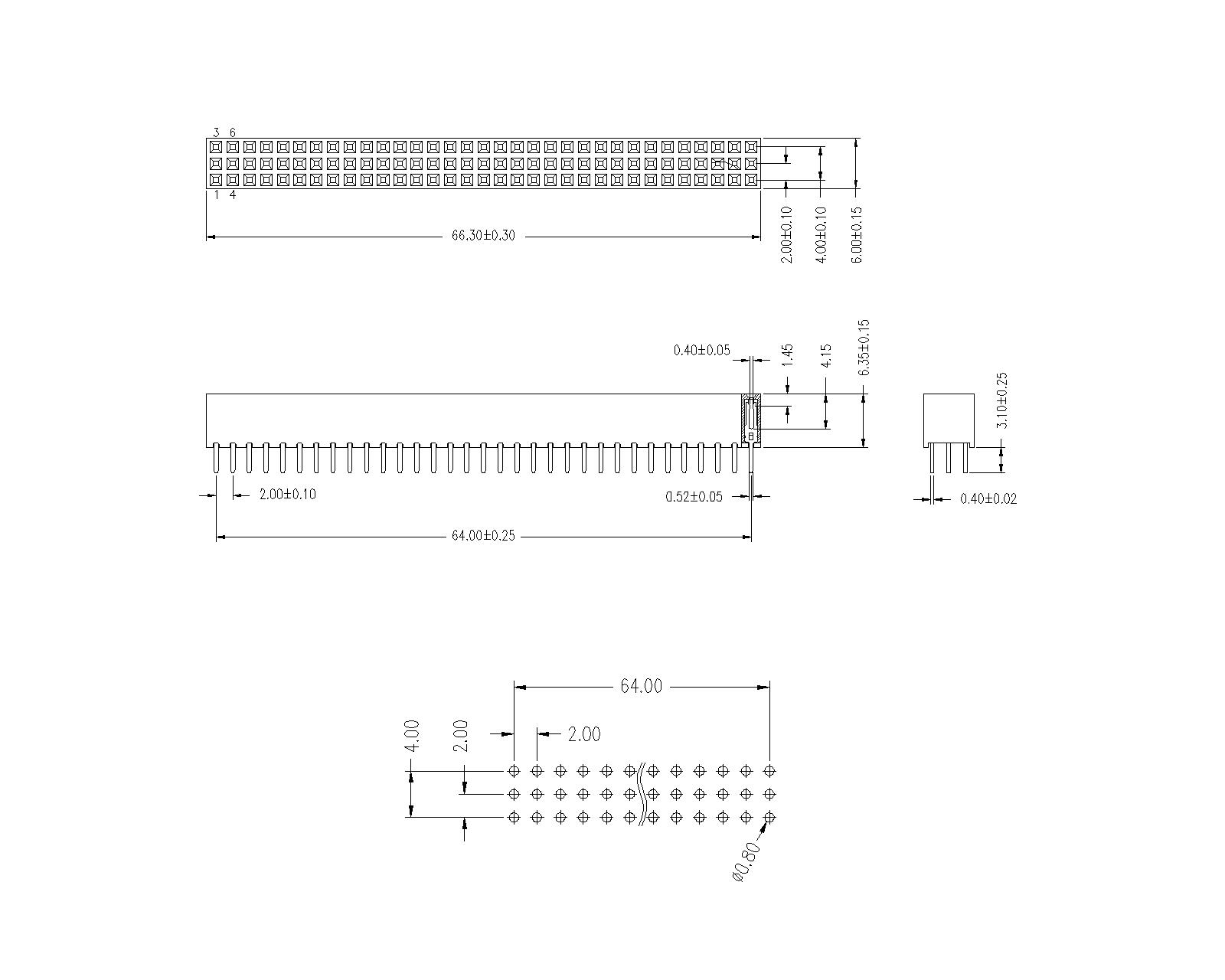 2.0 mm Female Header Three Row Straight Type H6.35 FHDS14-XXTXXX