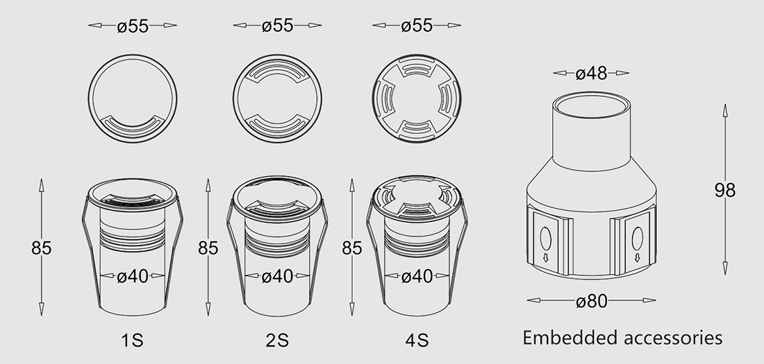 IP65 2W 3W 55mm Led Underground light