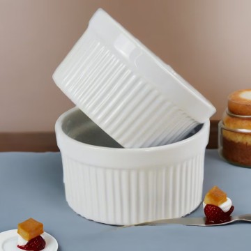 Ceramic Bakeware Set: Simple White Glazed Round Dishes for Home & Restaurant