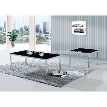 Simple design glass top tea table stainless steel tube coffee table ID810