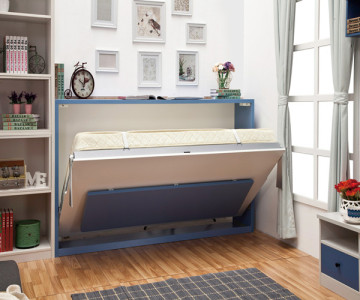 Horizontal Competitive Price White Single Murphy Bed With Folding Desk