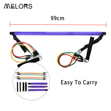 Melors Adjustable and Portable Yoga Pilates Exercise Stick Pilates Bar Kit with Resistance Bands for Total Body Workout