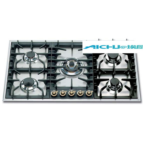 Integrated Gas Hob With LidStainless Steel 5 Burners