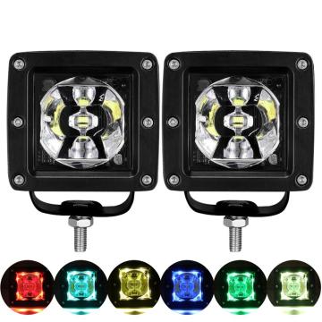 E9 Black Faced Cube LED RGBW Flush Mount Pods LED กับ RGBW Halo Work Light Pods