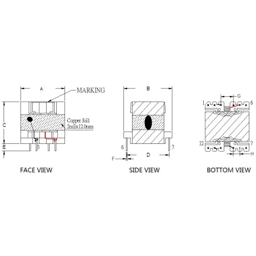 Pq32 120v to 24v High Frequency Flyback Transformer