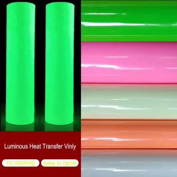 Free shipping 1 sheet 25cmx100cm Luminous Heat Transfer Vinyl Glow in Dark Heat Press Machine Tshirt Iron On HTV Printing