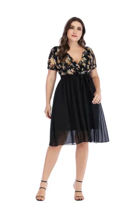 Women Clothing Printing Knee-Length Fashion Dress Women