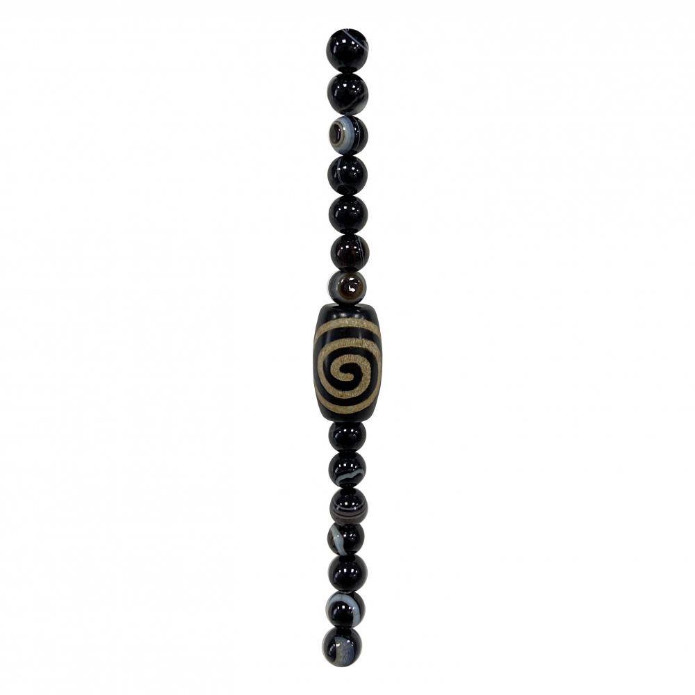 Craft Black Agate Batiked Beads for Jewelry Making