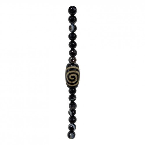 Perle batiked agata nera artigianale per la produzione di gioielli