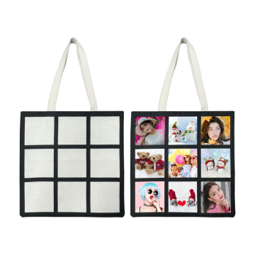 Wholesale 9 Panel Cotton Linen White Blank Sublimation Tote Bags