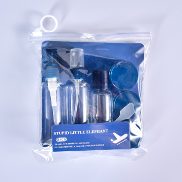 Conjunto de botellas de viaje de avión de plástico portátiles vacío