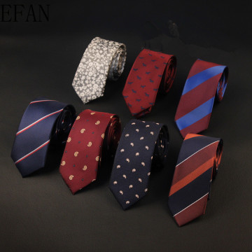 6cm Ties for Men Skinny Mens Ties Gravatas Slim Corbatas Vestidos Wedding Silk Polyester Groom Neck Tie Cravat Necktie