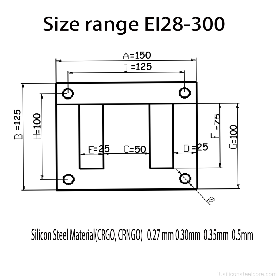 Ei-76.2 fogli di acciaio al silicio JIS Laminazione EI per spessore del trasformatore elettrico a bassa frequenza: 0,5 mm