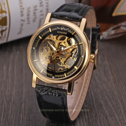 Winner Original Factory Luxury Skeleton Mechanical Custom Watch Wholesale In Alibaba