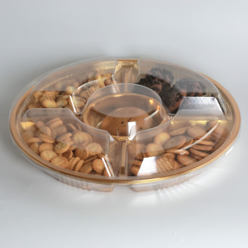 Personalised Golden Transparent Round Plastic Boxes for Cookies and Cakes