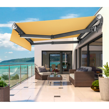 Waterproof Strong Folding Crank Arm Aluminum Retractable Awning Outdoor Sun Shade Retractable Awning With LED Light