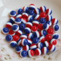 8MM round resin blue-white-red polyester plastic pony beads for jewelry making