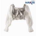 Elegante TIE Back Tie Top de cabeceo de encaje de manga larga