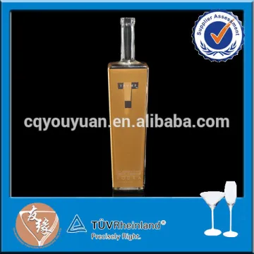 Hot sale square shape clear bottle glass liquor 750 ml