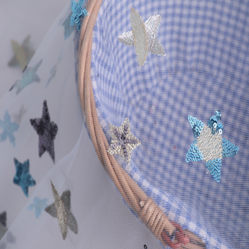 Tissu de broderie de paillettes d&#39;étoile de robe de soirée en polyester