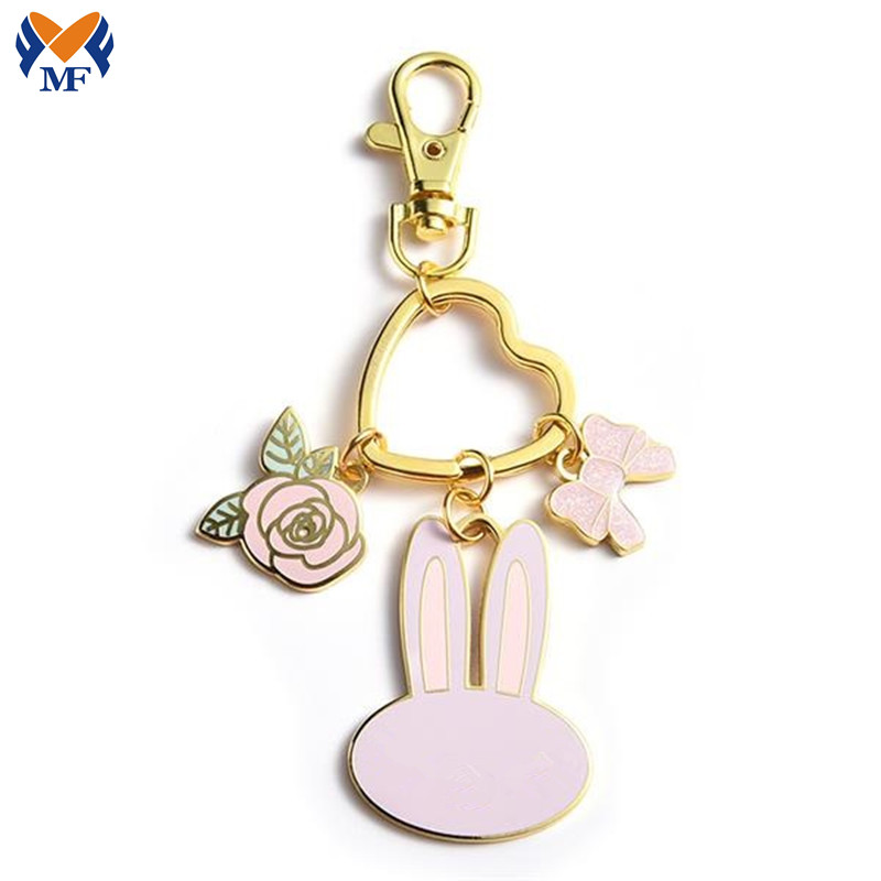 Gold Metal Flower Keychain