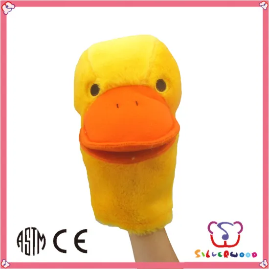 SEDEX GSV factory wholesale animals cheap plush kid duck hand puppets toys