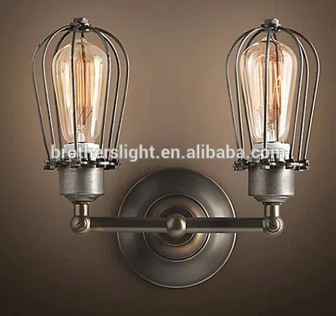 New RH Type Double Cages Wall Lamp Edison Light Bulb Fixture Cage Vintage Lamp