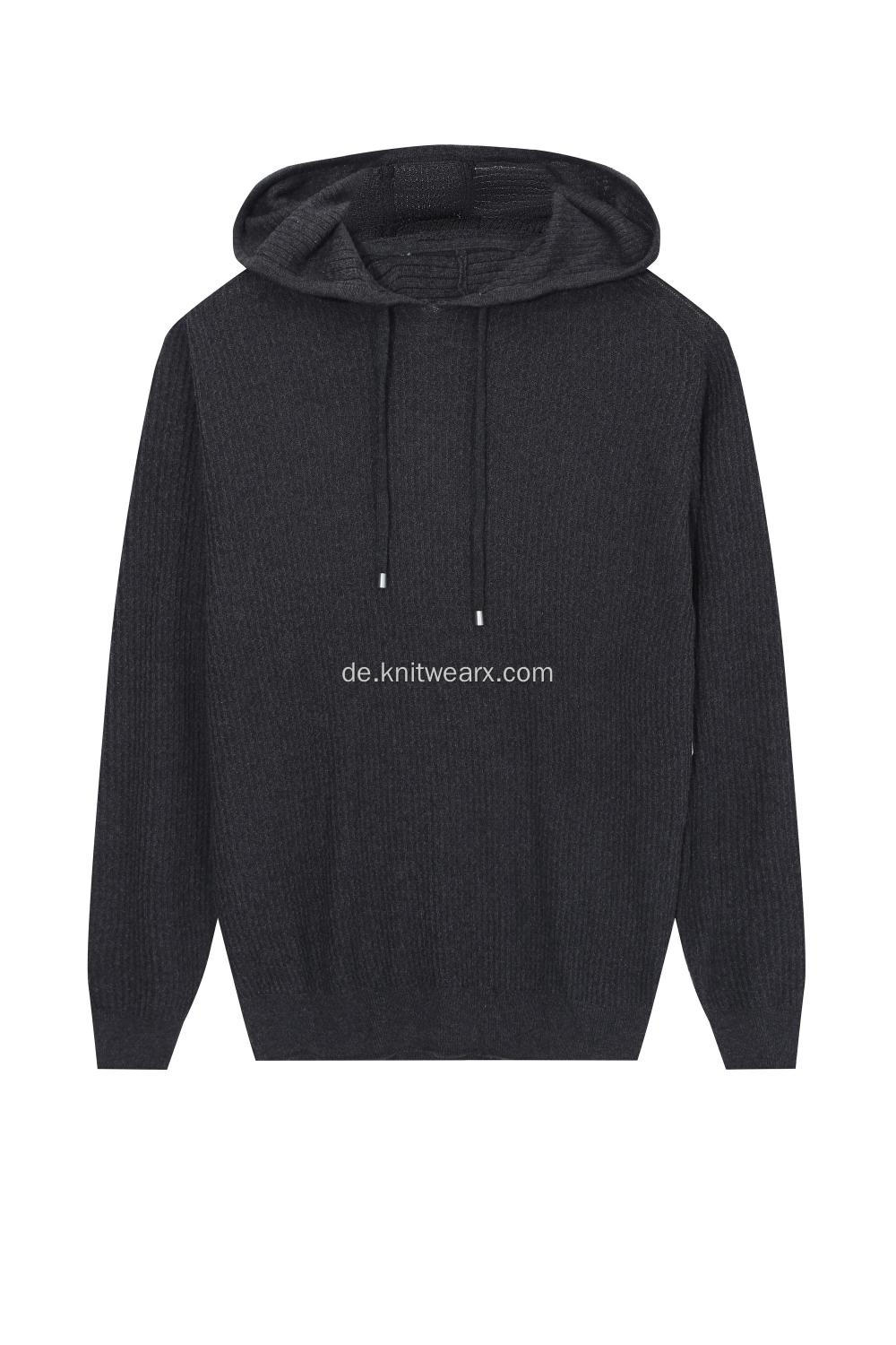 Herren-Hoodie aus gestrickter Baumwolle mit strukturiertem Faden