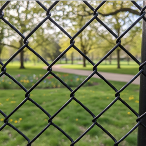 Recinzione a catena nera per delimitare i confini della proprietà