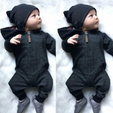 0-24M Baby Boy Clothes Infant Warm Long Sleeve Zipper Romper Newborn Jumpsuit Kid Hooded Girl Sweater Outfit