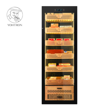 Yohtron 1700 Count LED Illuminated Refrigerated Cigar Humidor: A Premium Display for Both Commercial and Household Use