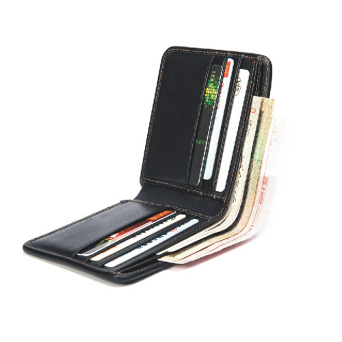 Hochwertige Leder Kohlefaser Brieftasche RFID Wallet