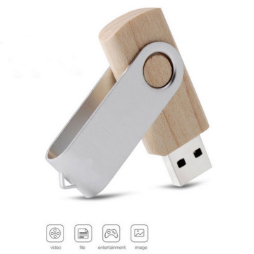 Memoria USB con clip giratorio de madera
