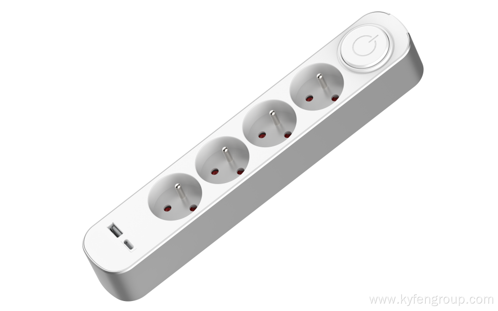 France 4-socket power strip with usb type c