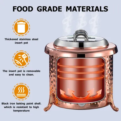 YITIAN 13L Rose Gold Electric Warm Soup Pot - Commercial SS 304 Soup Warmer