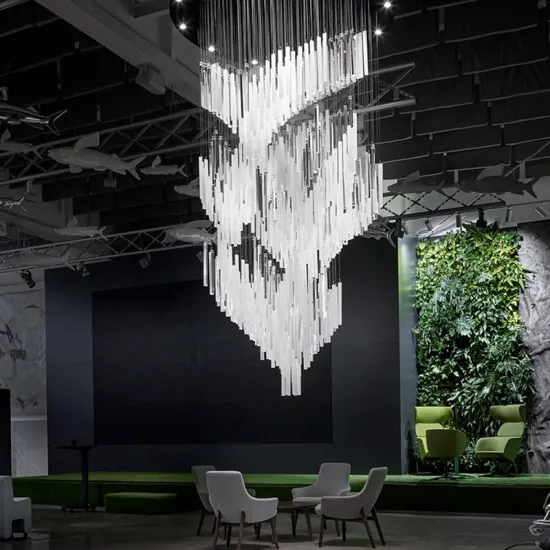 Frosted Glass Drop Chandelier Spiral Crystal Vintage Ceiling Light