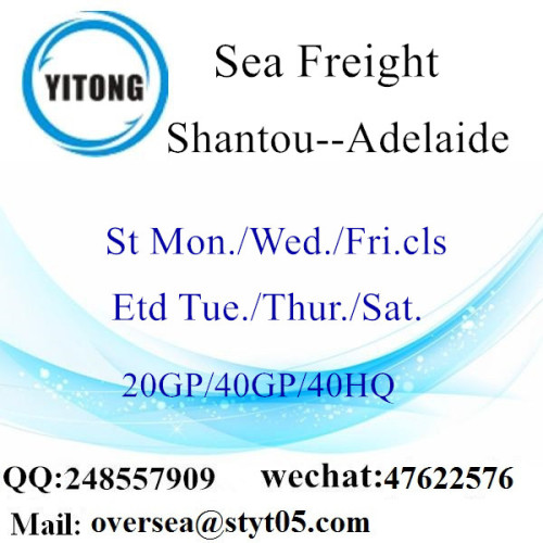 Transporte marítimo de frete marítimo de Shantou para Adelaide