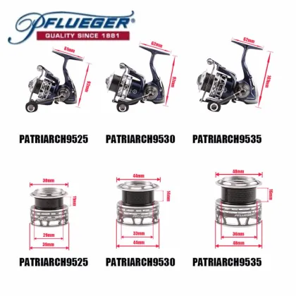Pflueger PATRIARCH 9530 9535 Spinning Fishing Reel 9+1BB 5.2:1 Anti Corrosion + A Free Reel bag + Spare spool