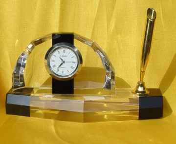 Crystal Clock& Watch with Pen Holder (JY0407)