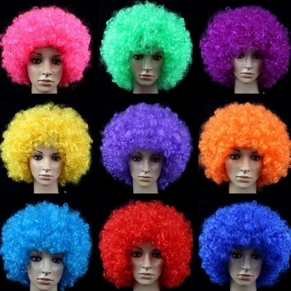 Rainbow Afro Wig - Colorful Clown Wig for Kids, Adults - 70's Disco Cosplay