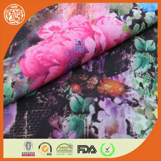 Best selling printed scuba knit fabric polyester spandex blend fabric