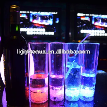 light up drinks cup dispaly drinking glass with LED inside colored plastic cup