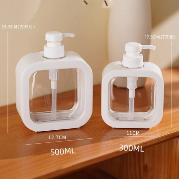 Refillable Transparent 300ml Hand Sanitizer Bottle with 500ml Plastic Lotion Pump