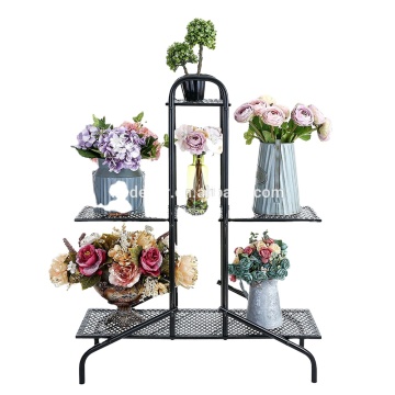 3-Tier Black Metal Wire Flower Pot Display Rack with Metal Shelves - Hot Sale