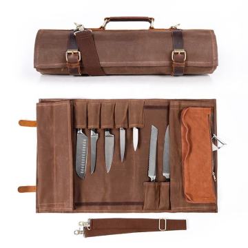 Durable Waterproof Canvas Chef Knife Roll Bag with Nylon Lining