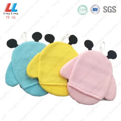 3D bee style children bath gloves sponge