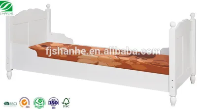 SH White wood single bed furniture