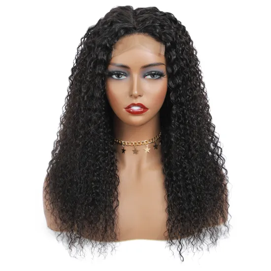 Factory Wholesale 1b# Curly Wave Wig 4x4 Lace Closure Human Hair Wigs for Black Women